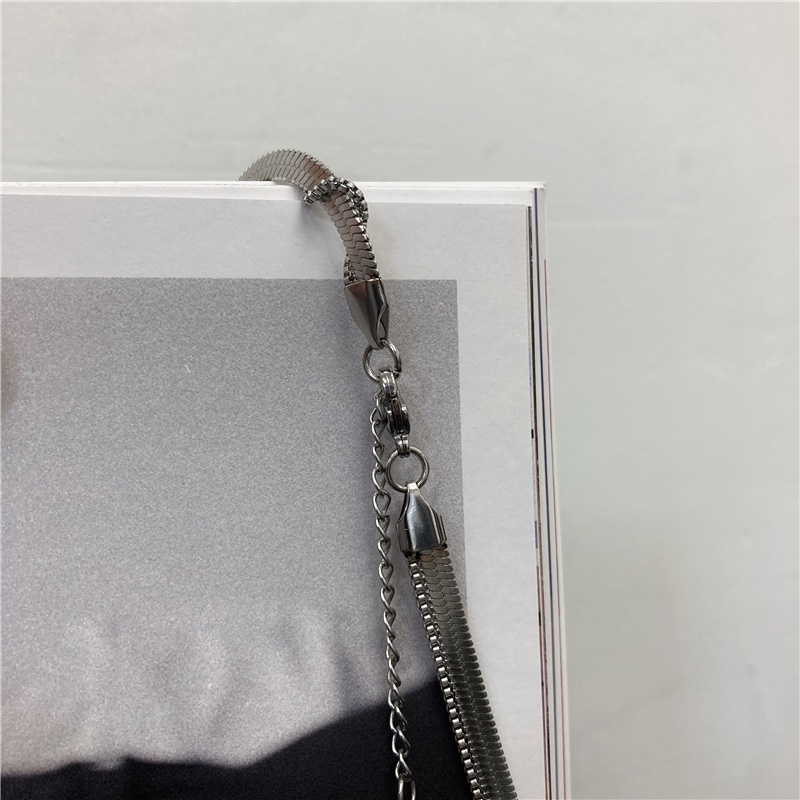 Dây chuyền hai lớp dạng chuỗi xương rắn phong cách hip hop cổ điển 19A1251