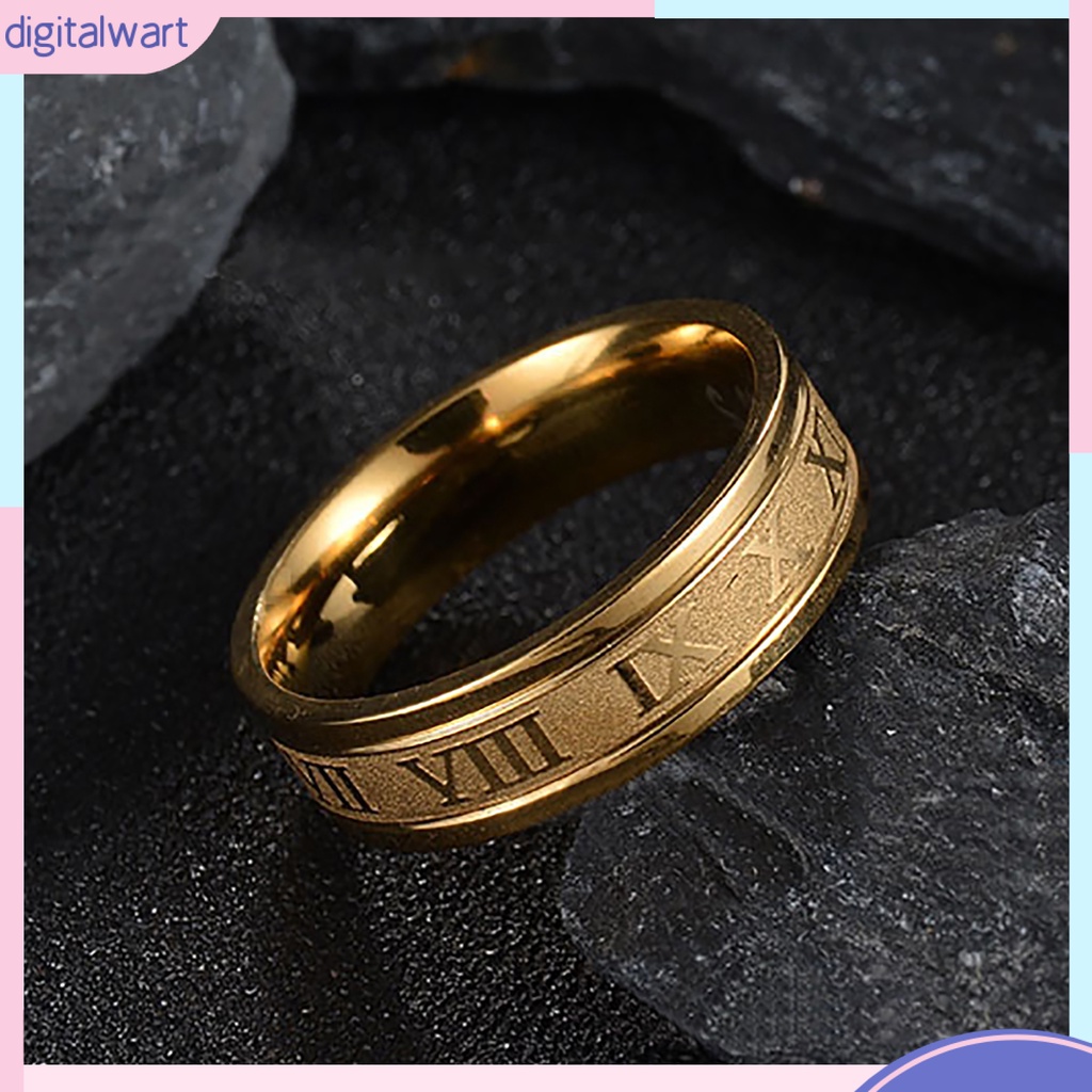 Nhẫn Thép Titan Khắc Chữ Số La Mã Độc Đáo