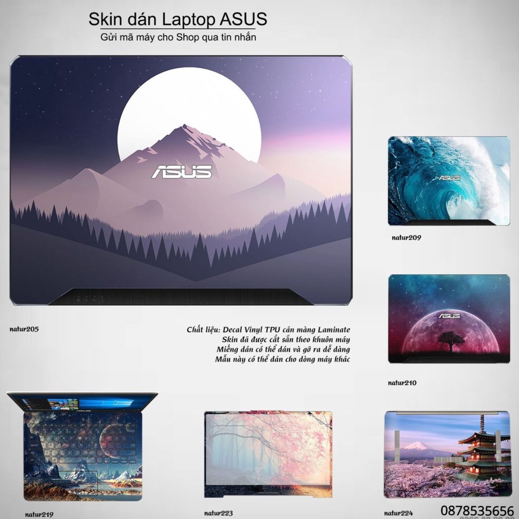 Miếng Skin dán dành cho Laptop Asus in hình thiên nhiên bộ 8(ib mã máy cho shop nha)