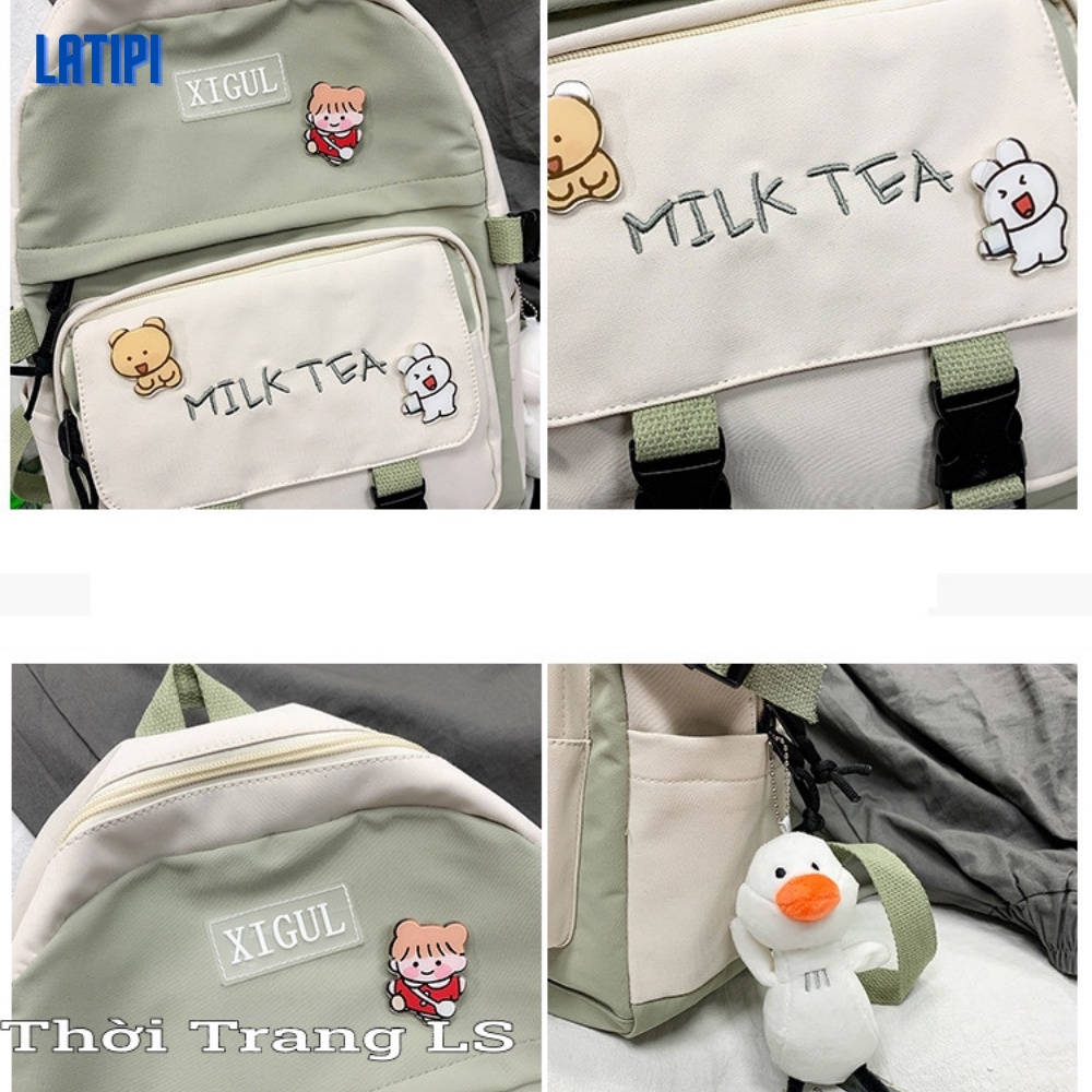 Balo Đi Học Nữ 💖TẶNG KÈM STIKER💖 Balo ULZZANG Du Lịch Thời Trang Chống Nước Đi Chơi Đi Phượt MILK TEA BL03