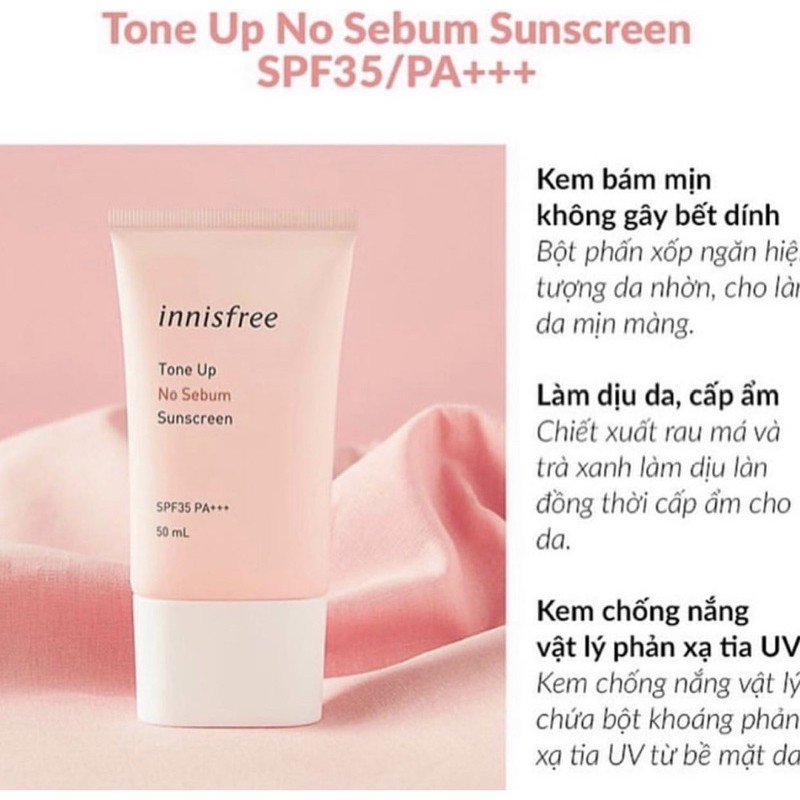 KEM CHỐNG NẮNG INNISFREE TONE UP NO SEBUM SUNSCREEN SPF 50+ PA+++