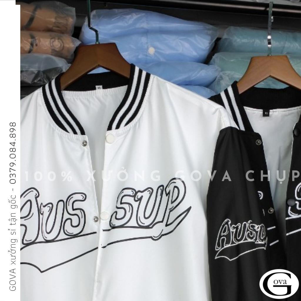 Áo Khoác Bomber Dù THÊU AUSSUP Cao Cấp Form Rộng Nam Nữ Ulzzang Unisex Thời Trang GOVA
