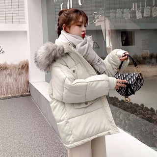 Áo phao ulzzang mũ lông