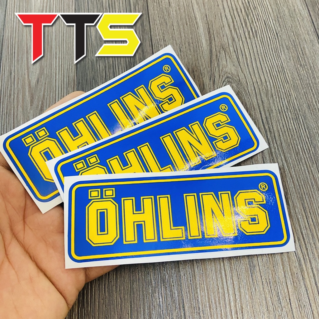 ( Kéo lụa ) Tem phuộc ohlins, tem dán bình dầu ohlins in kéo lụa  9/10 với tem zin