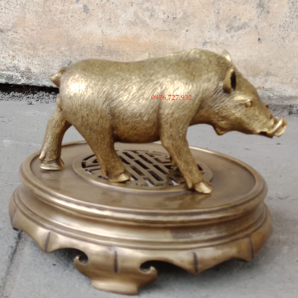 Tượng lợn lòi bằng đồng dài 22cm, bán tượng lợn lòi bằng đồng