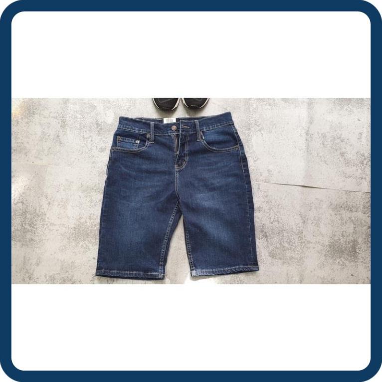 SALE GIÁ VỐN Quần jean short nam le511 màu xanh đậm ống rộng dài qua gối hàng vnxk
