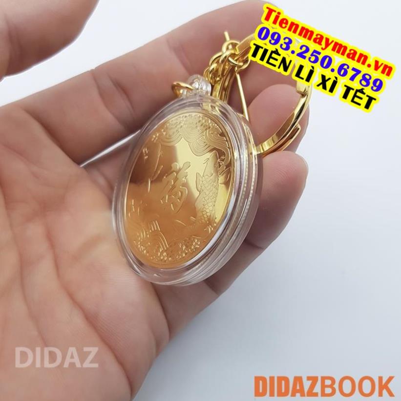 Móc Treo Chìa Khóa xe máy, ô tô, xe hơi Đồng Xu Quan Thế Âm Bồ Tát, cầu bình an, quà tặng ý nghĩa