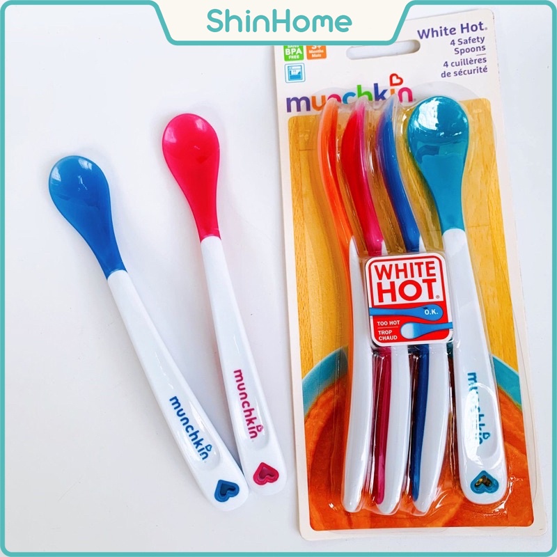 Thìa mềm báo nóng Munchkin cho bé ăn dặm