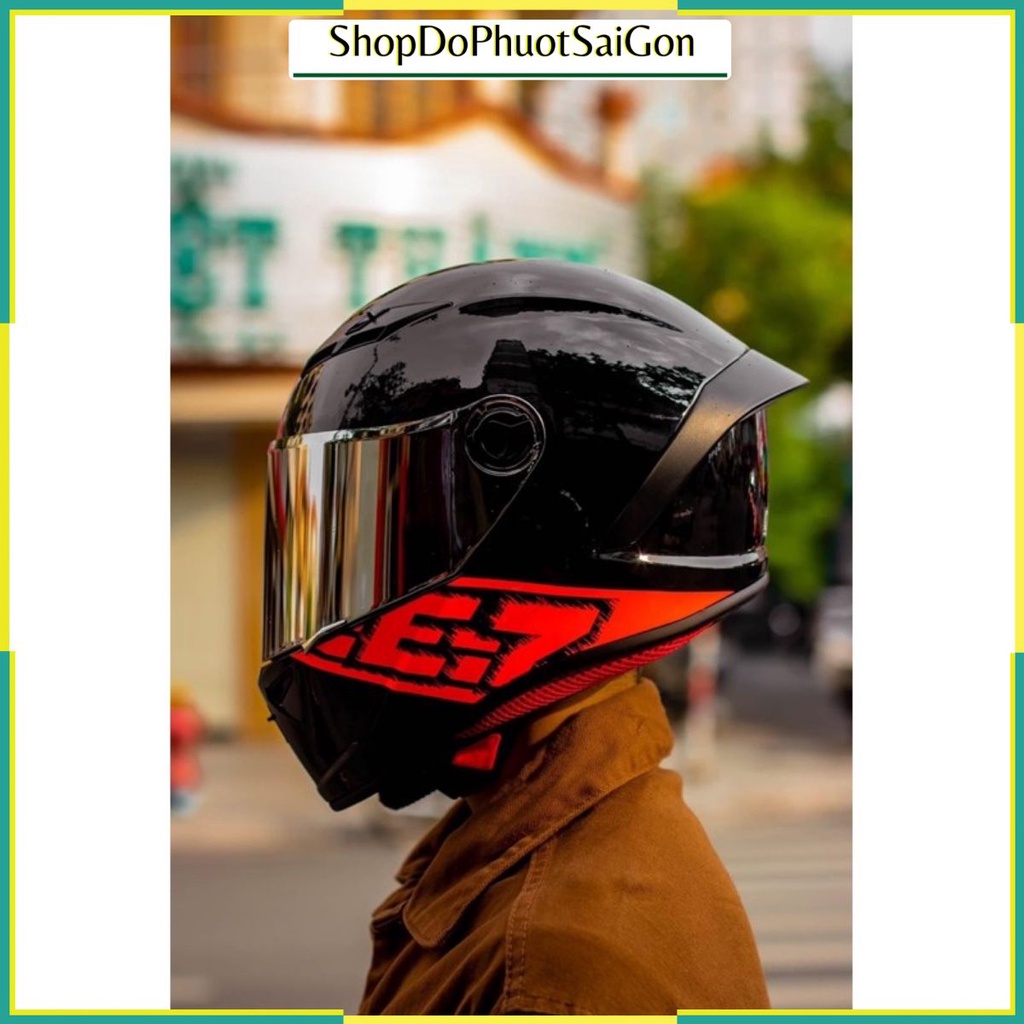 Mũ bảo hiểm fullface EGO E7 đen cam bóng