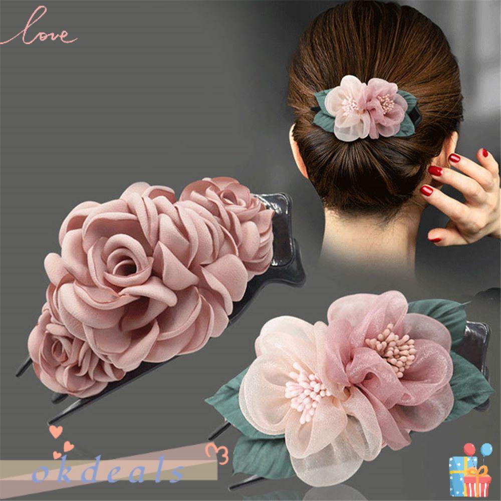 Kẹp Tóc Đính Hoa Vải Thanh Lịch Cho Nữ