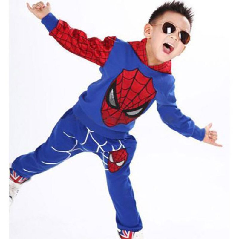 Bộ Trang Phục 2 Mảnh Áo Hoodie Tay Dài In Hình Người Nhện Phối Quần Dài Thời Trang Cho Bé Trai