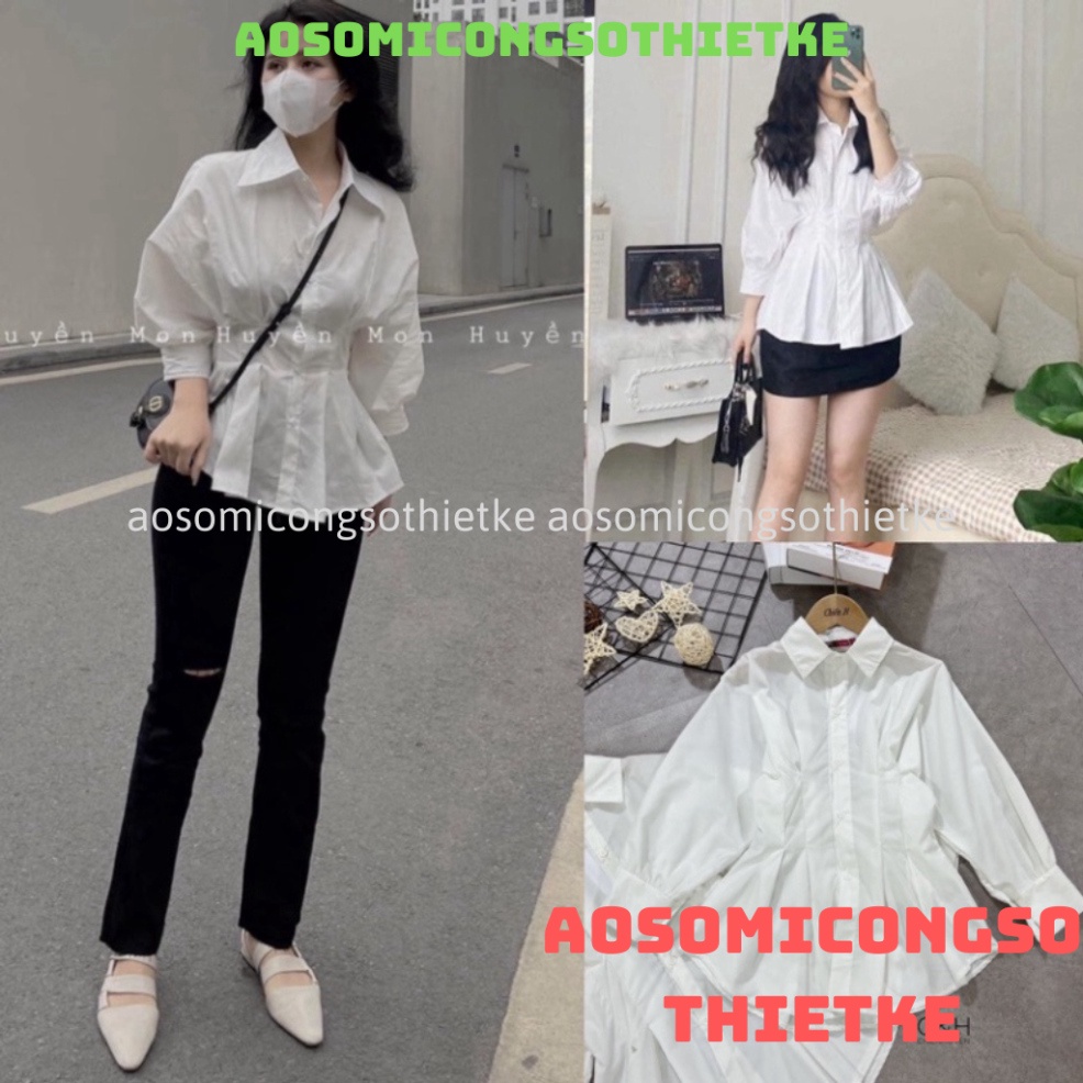 [Ảnh thật/Video]ÁO SƠ MI XIAOZING CHIẾT EO TÔN DÁNG ÁO SƠ MI TRẮNG SANg chảnh kaca aosomicongsothietke