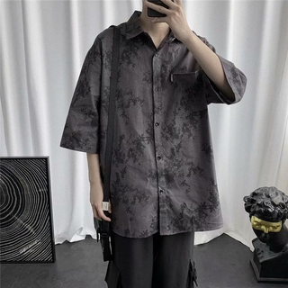 Youthful Korean style short-sleeve color shirt for men