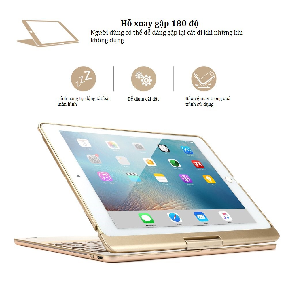 Bàn phím bluetooth iPad Pro (10.5"), Note Kee F360, xoay 360 độ