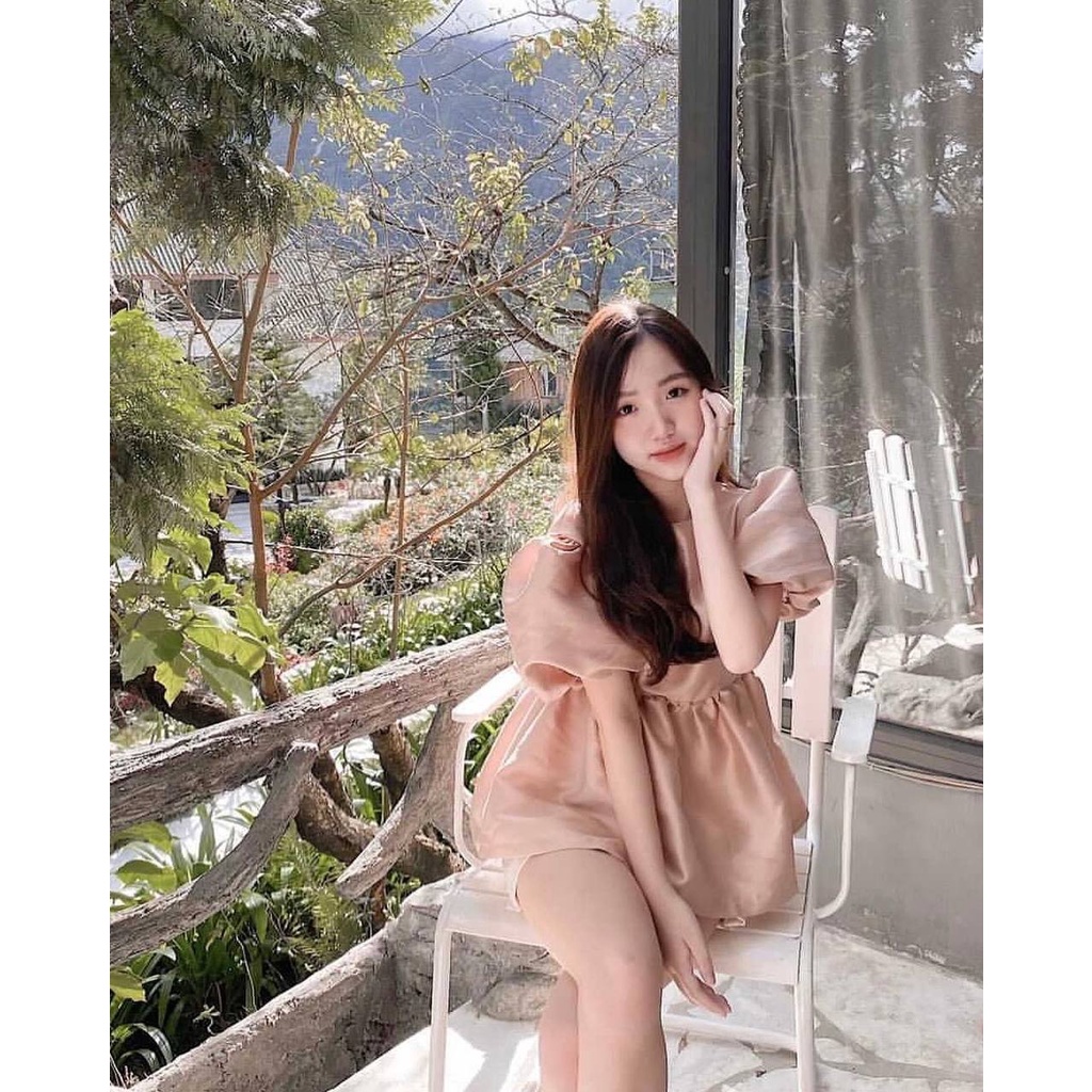 Set Tafta Áo Baby Doll Nơ Lưng và Quần Ống Rộng (HỒNG BABY)