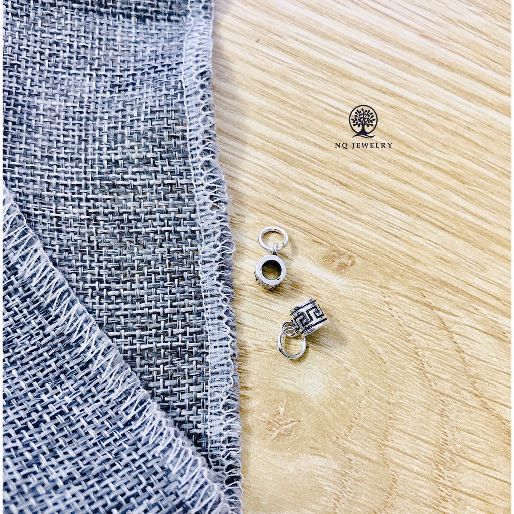 Phụ kiện Charm bạc Mặt hình trụ treo