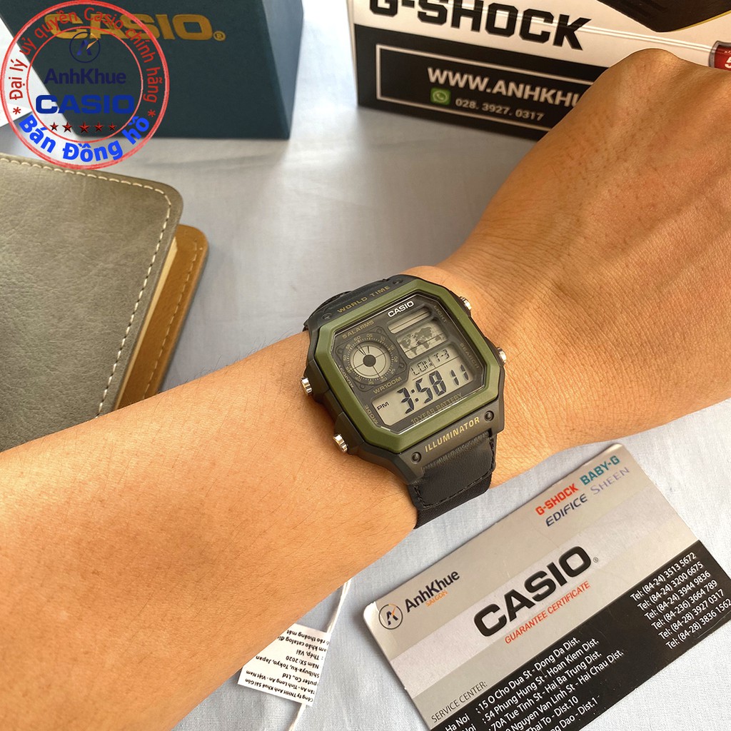 Đồng hồ nam Casio điện tử AE-1200 AE-1200WH-1AV AE-1200WH-1B AE-1200WHB bảo hành 1 n | BigBuy360 - bigbuy360.vn