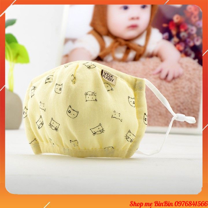 Khẩu trang vải cao cấp cho bé chất liệu 100% Cotton thấm hút mồ hôi thoáng mát