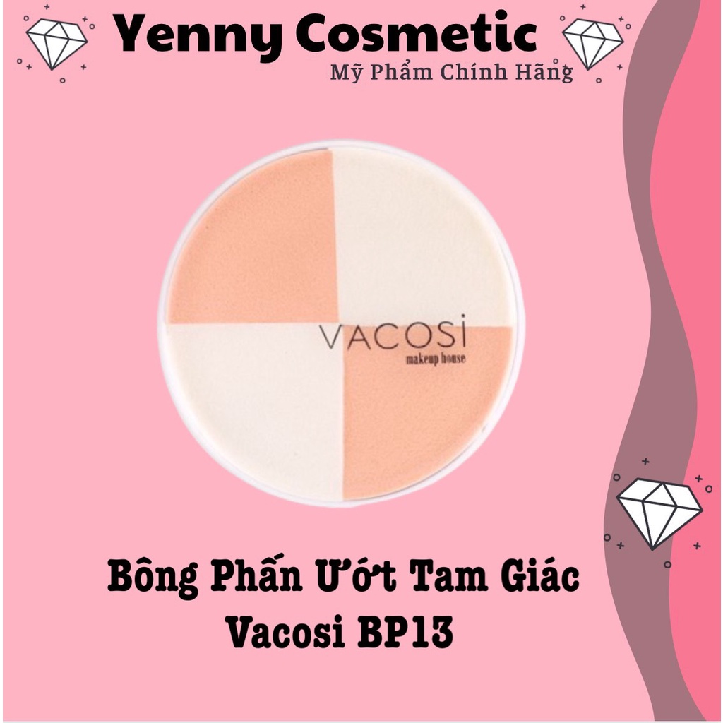 Bông Phấn Ướt Tam Giác Vacosi BP13 ( Hộp nhựa 4 miếng )