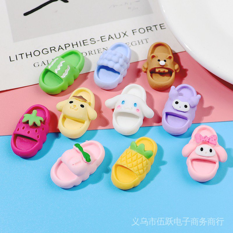 Set 1/5pcs dép cá sấu dép cross sticker gắn dép cross charm sandal Phụ Kiện Trang Trí Điện Thoại DIY Hình Giày 3D Có Nam Châm-AA45