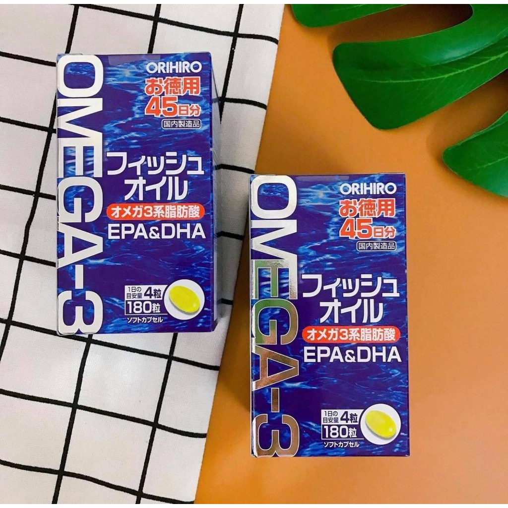 [Hỏa tốc HCM] Dầu cá Omega 3 Orihiro fish oil, Omega 3 EPA &amp; DHA Orihiro 180 viên Nhật Bản