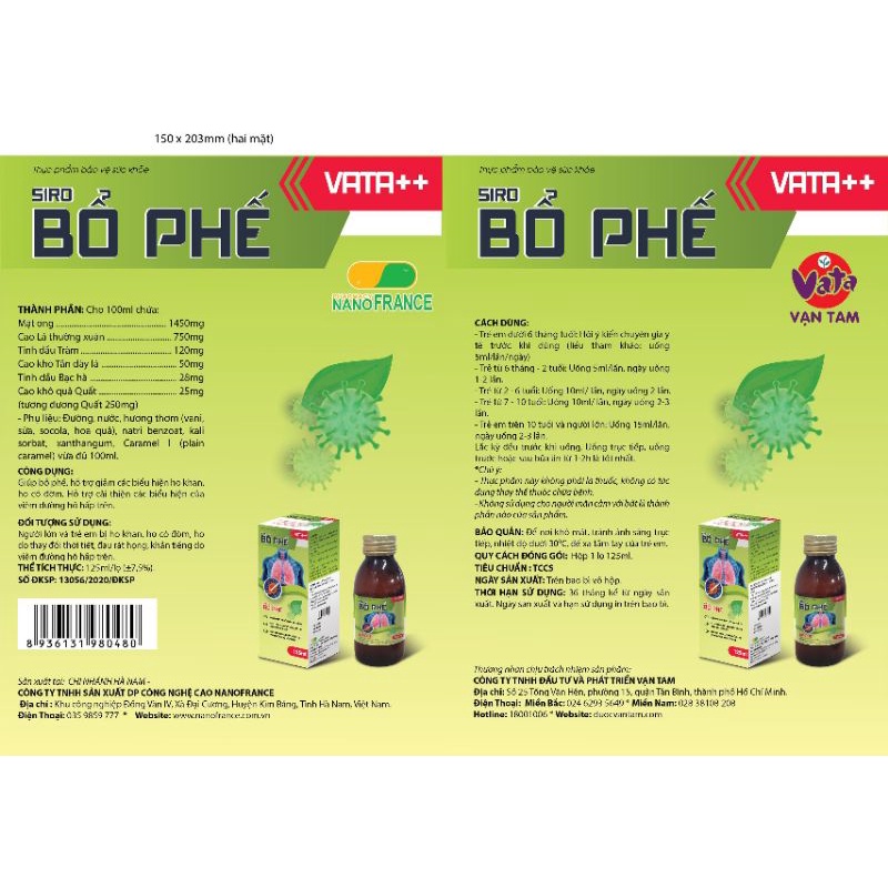 ( AN PHƯỚC PHARMA)SIRO BỔ PHẾ VẠN TAM Bổ Phế Nhuận Phổi(125ml)