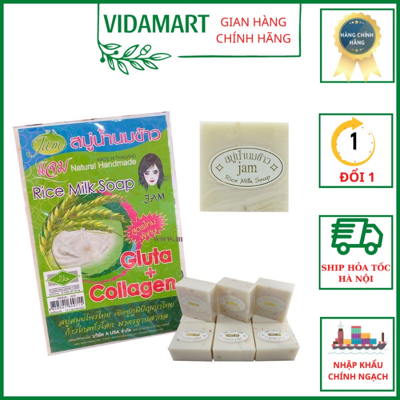 Xà Phòng Cám Gạo Vỉ, Vỉ 12 Bánh Xà Phòng Cám Gạo Thái Lan 65g Trắng Min Gia, Ngăn Ngừa Mụn Toàn Thân SP002606