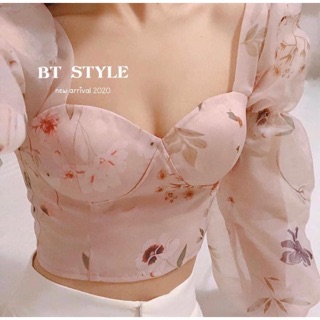 Áo kiểu cúp ngực tay dài nhúng