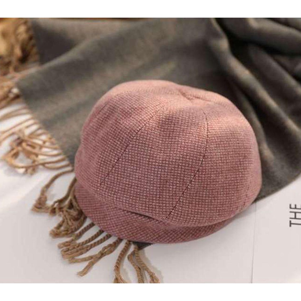 Nickolas Mũ Beret Cotton Polyester Phối Lông Cừu Có Thể Điều Chỉnh Cho Nữ