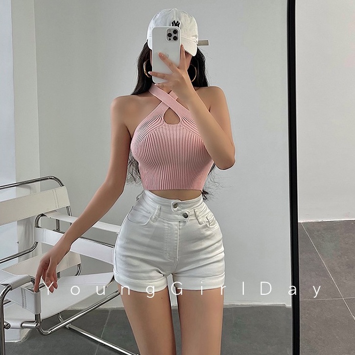 【Cocory】 Áo dệt kim thiết kế chéo dây thời trang mùa hè quyến rũ cho nữ | BigBuy360 - bigbuy360.vn