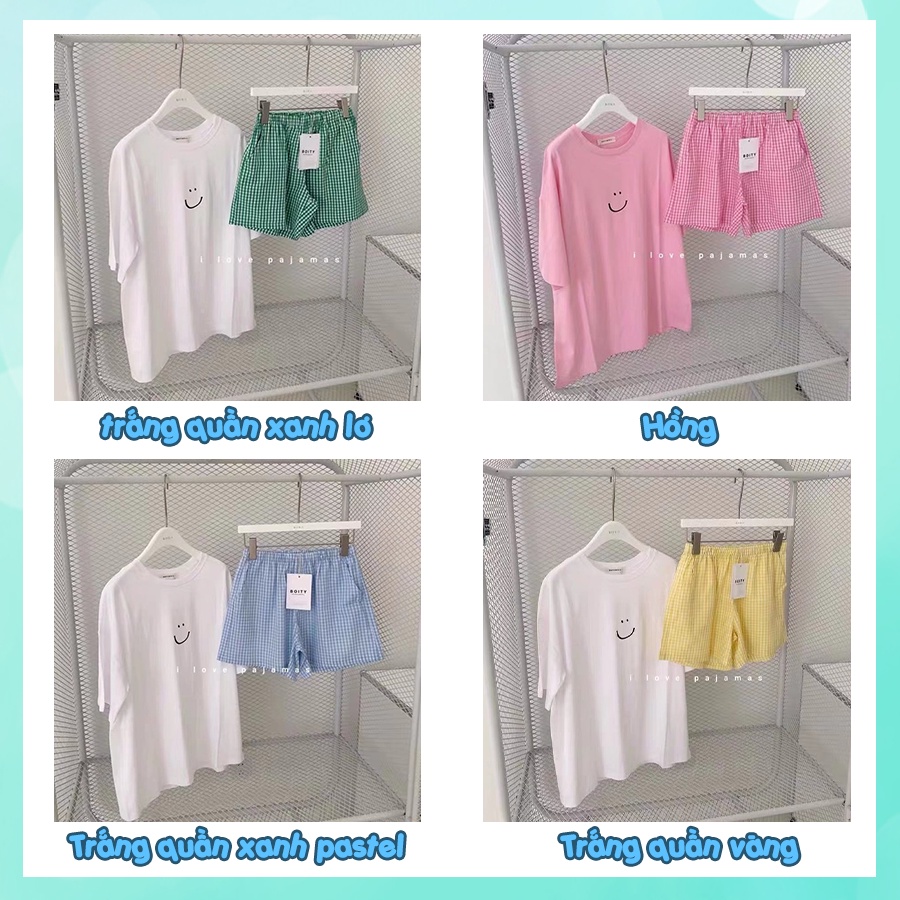 Đồ ngủ nữ cộc tay dễ thương big size quần caro cao cấp chất cotton mềm mịn BCC05