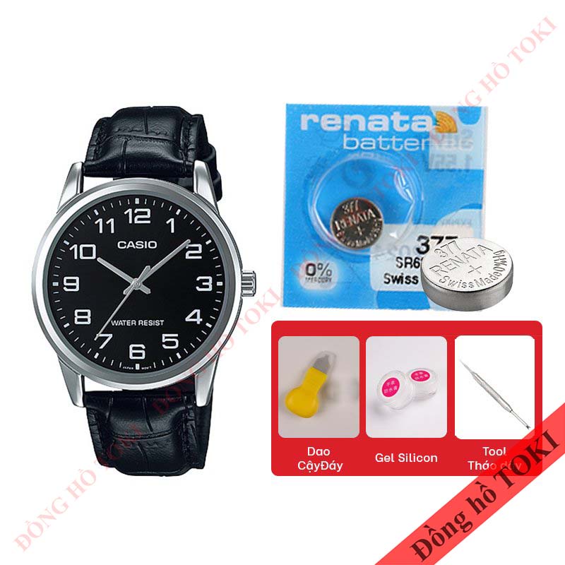 Pin thay đồng hồ đeo tay casio MTP-V001 dây da dây kim loại các màu