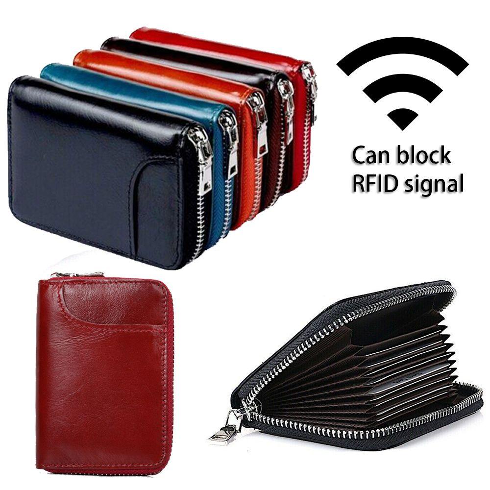 Ví Đựng Thẻ Bằng Da Mỏng Có Kẹp Tiền RFID