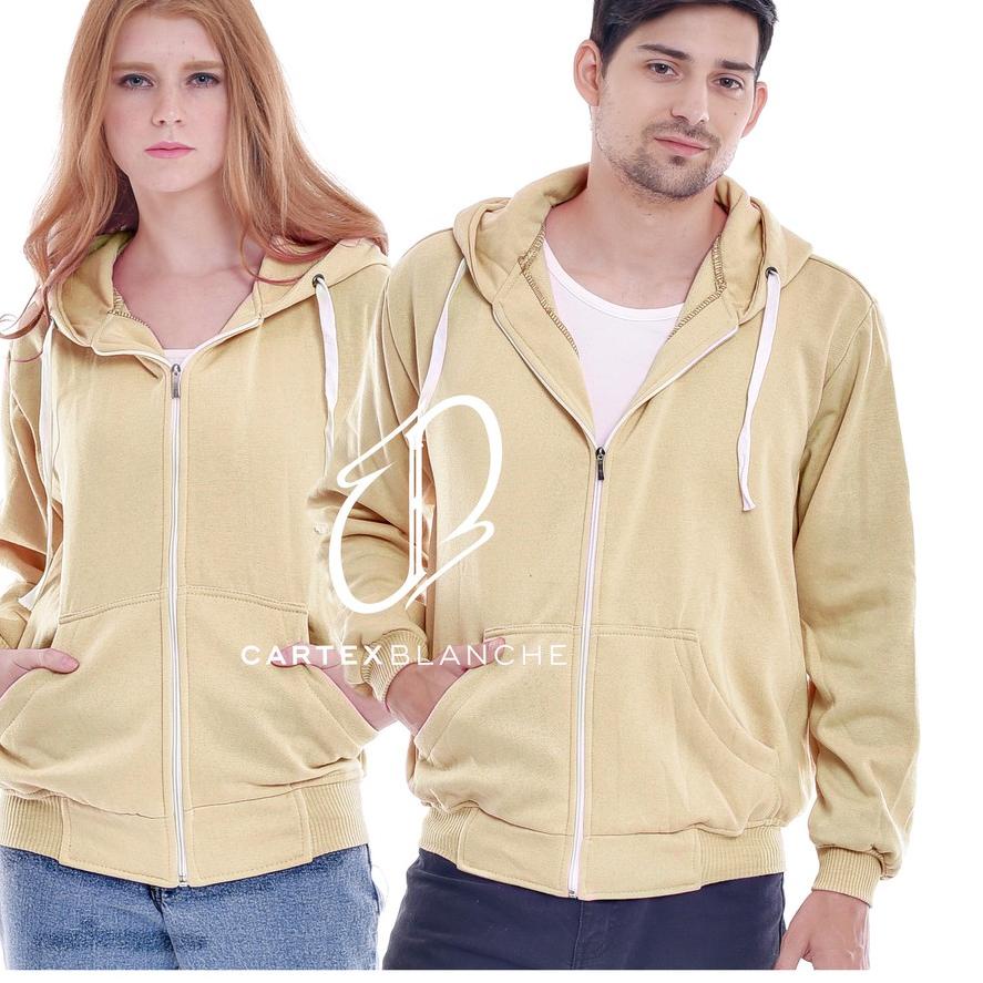 Áo Khoác Có Nón Và Khóa Kéo Màu Trơn Trẻ Trung Cho Nam Nữ Cỡ M-XXL