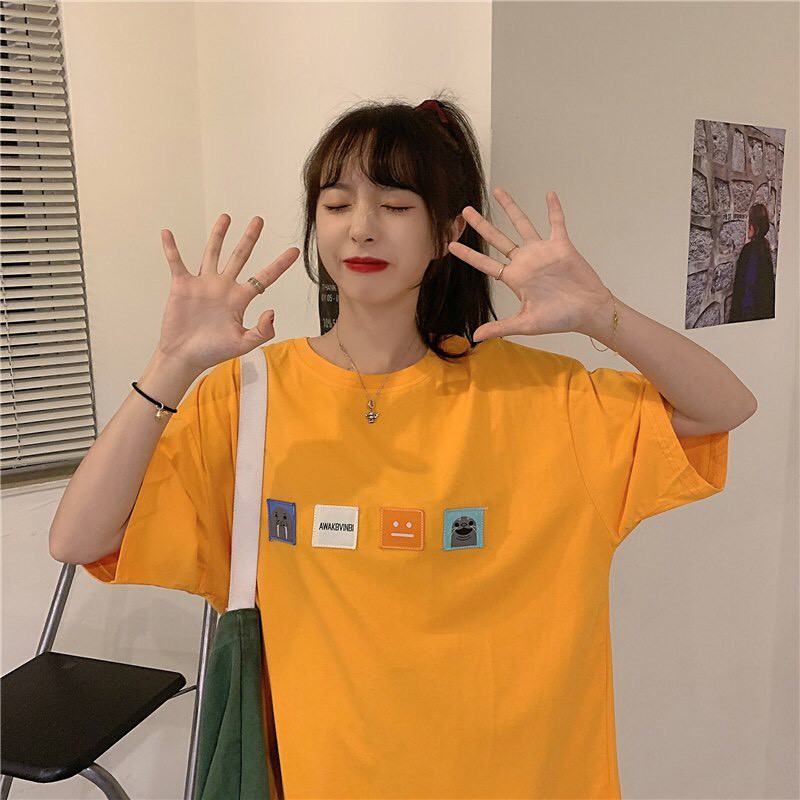 Áo thun tay lỡ form rộng - phông nam nữ cotton oversize - T shirt thêu 4 logo - 2N Unisex