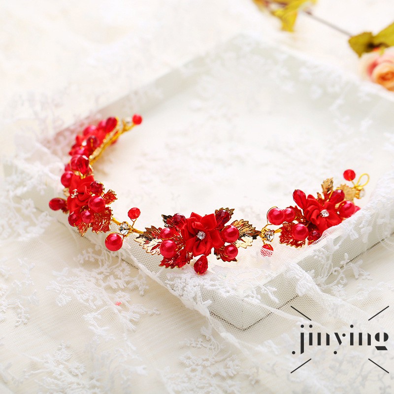 GETNOIVAS Băng đô cài tóc trang trí bông hoa đính đá sang trọng xinh xắn cho cô dâu