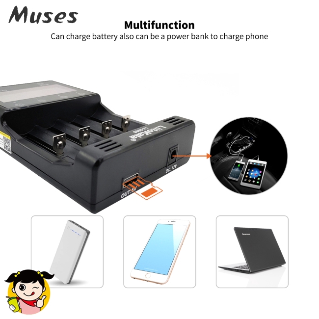 Bộ Sạc Pin LiitoKala lii-500S 18650 18650 26650 21700 AA AAA Muse07