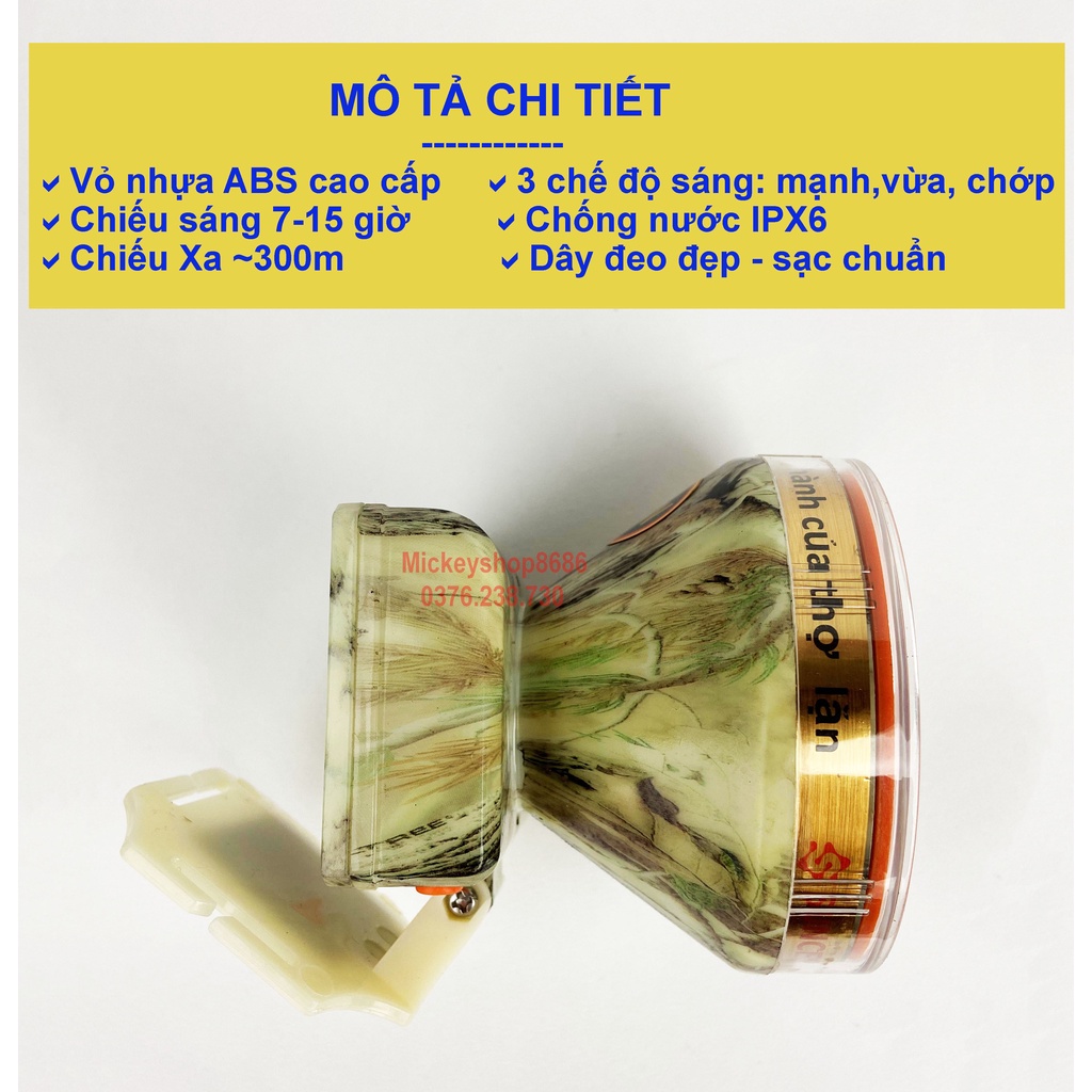Đèn pin đội đầu SUNCESSA K18 60W siêu sáng chống nước kín nước Ánh sáng vàng và trắng đèn đeo đầu đi rừng soi ếch lặn