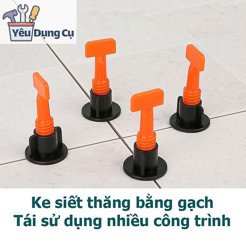 Ke Cân Bằng Gạch, Bộ 50 ke cân bằng lát phẳng gạch, tái sử dụng được + Tặng 100 dấu cộng, kèm cờ lê