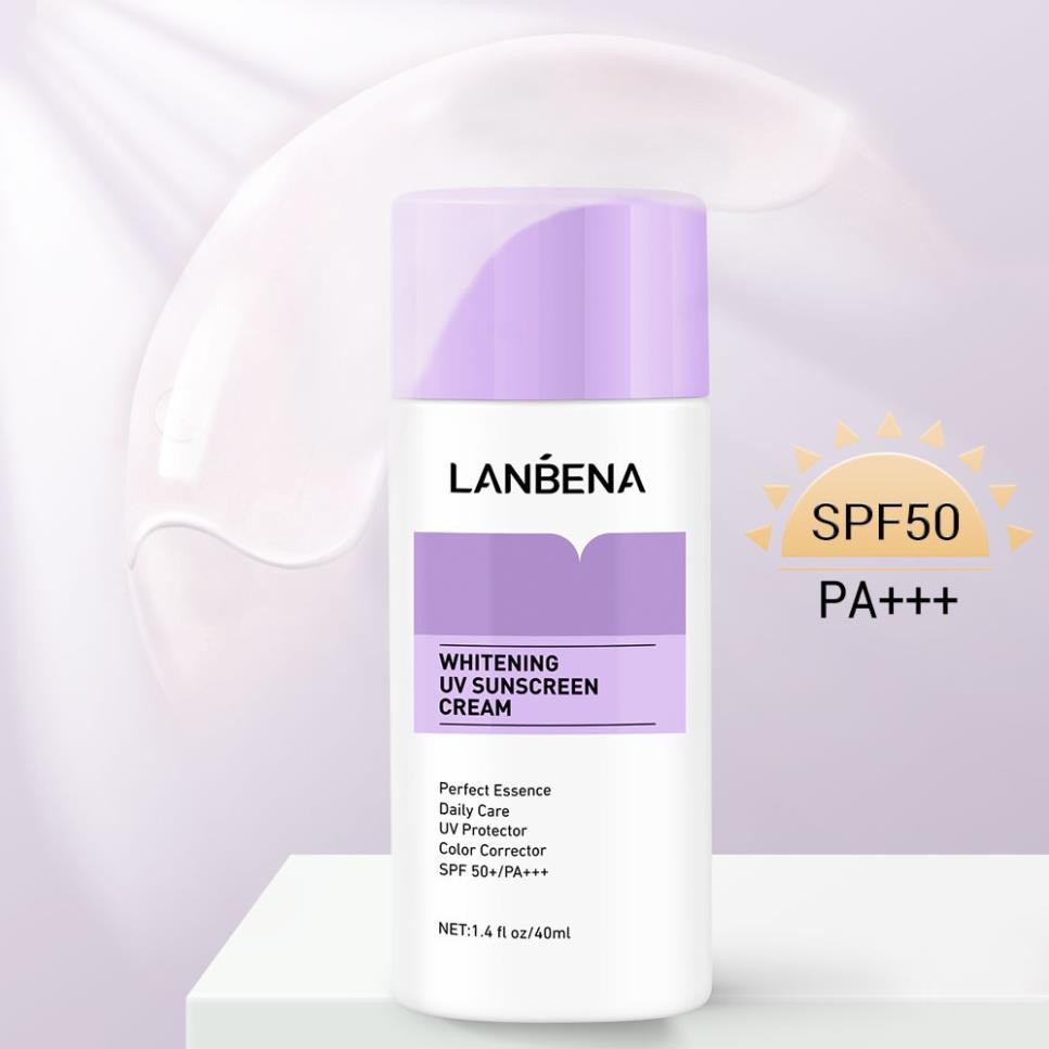 Kem Chống Nắng LANBENA Chống Tia UV Màu Tím Làm Trắng Da Dành Cho Da Mặt SPF50+ 40ml