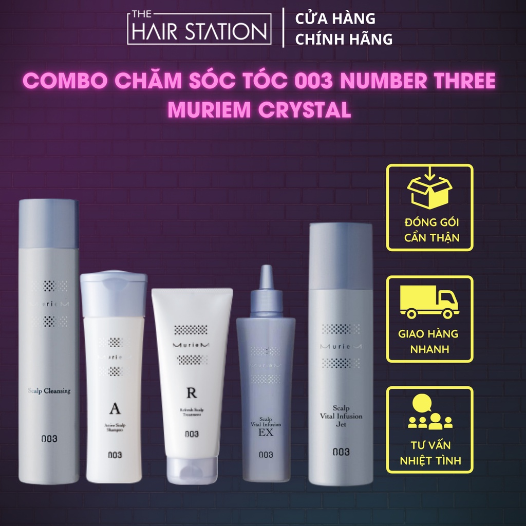 Combo chăm sóc tóc 003 Number Three MurieM Crystal hỗ trợ phục hồi chăm sóc da đầu ngăn ngừa rụng kích thích mọc tóc