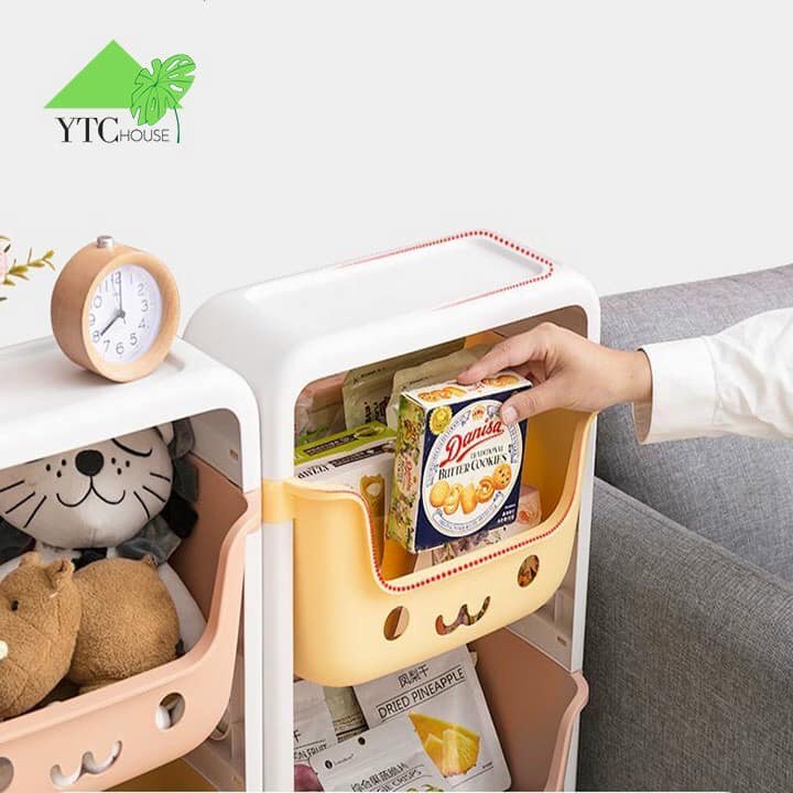 Kệ để đồ hình gấu 3 tầng có bánh xe