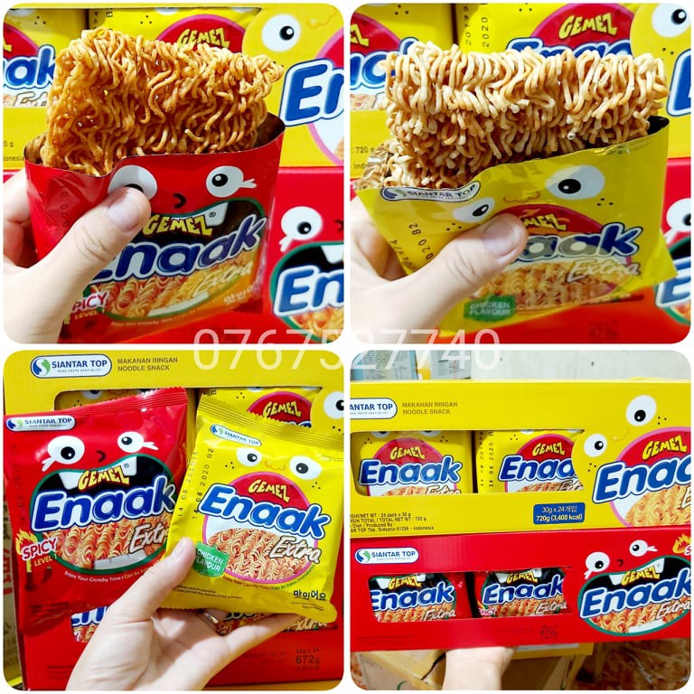 [SG] Snack MÌ GÀ ĂN SỐNG: Mì Enaak vàng / Mì Enaak đỏ cay cấp độ 1