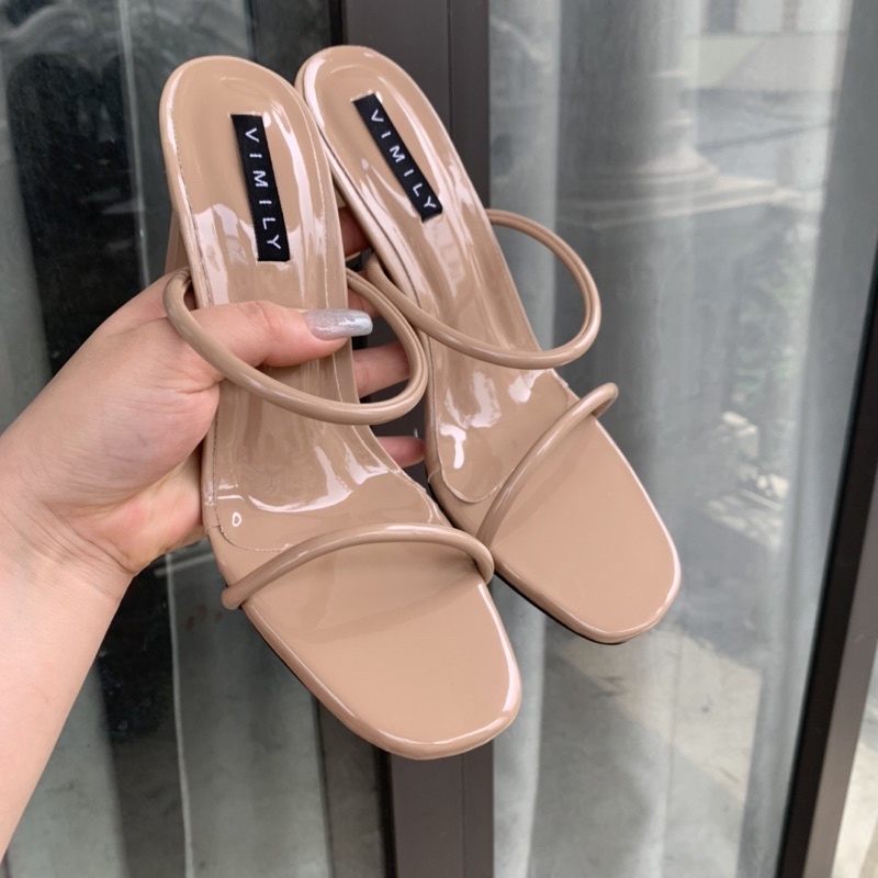 GUỐC CAO GÓT 9phân 2DÂY MẢNH,SANG CHẢNH 3 MÀU TRẮNG ĐEN NUDE