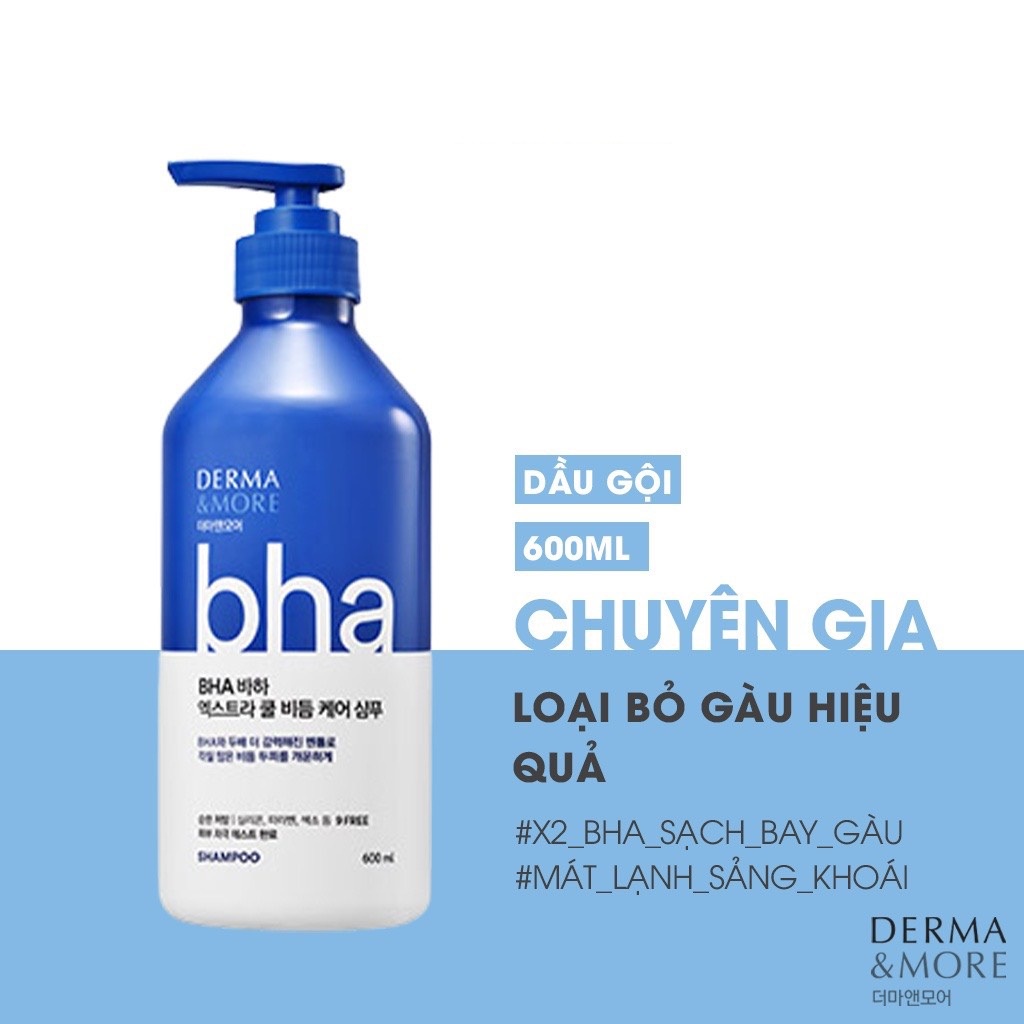 Dầu Gội Derma &amp; More BHA Extra Cool Ngăn Ngừa Gàu Mát Lạnh 600ml