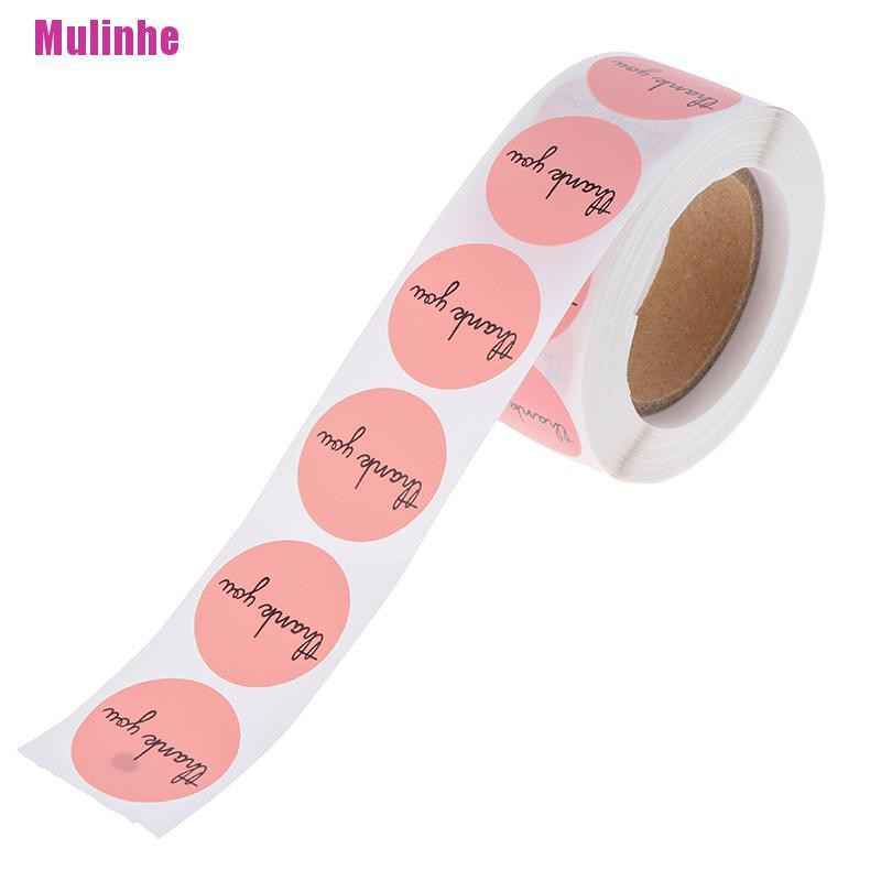 Cuộn 500 Sticker Thank You 1inch Màu Hồng Trang Trí Tiệc