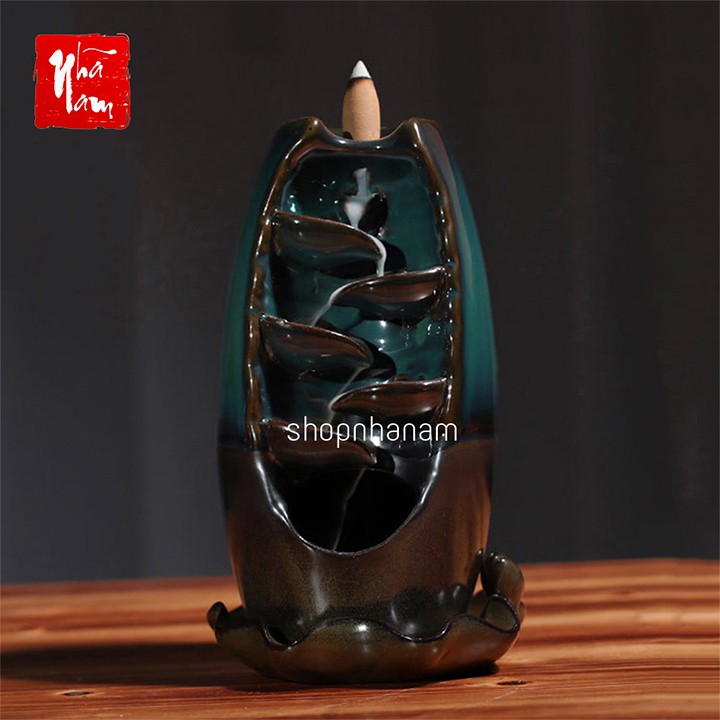 Thác Khói Trầm Hương Chảy Ngược Thác Suối Men Ngọc Gốm Sứ Hình Nón Độc Đáo