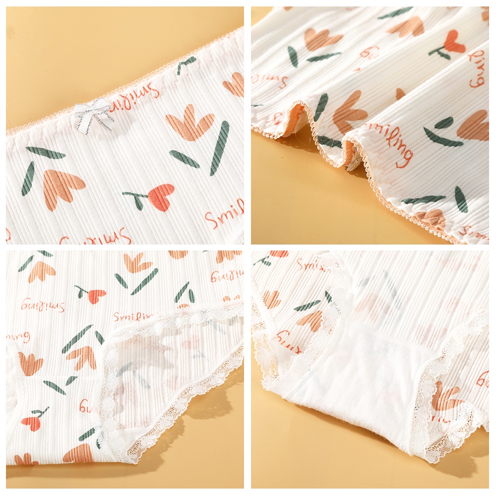 Quần lót AIJOLEN eo cao trung bình vải cotton thoáng khí không dấu vết in họa tiết đáng yêu cho nữ