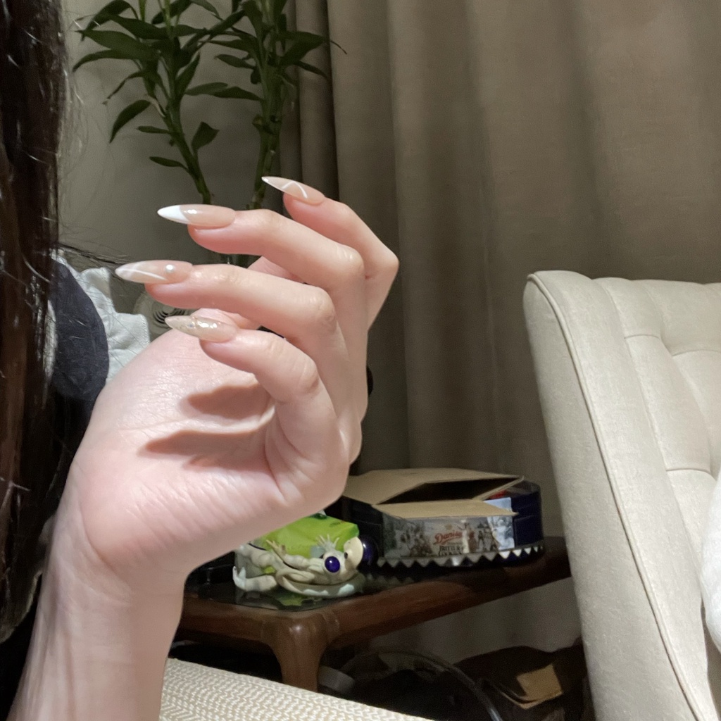 YADORNOS Set 24 Móng Tay Giả Phong Cách Pháp Kèm Keo Dán