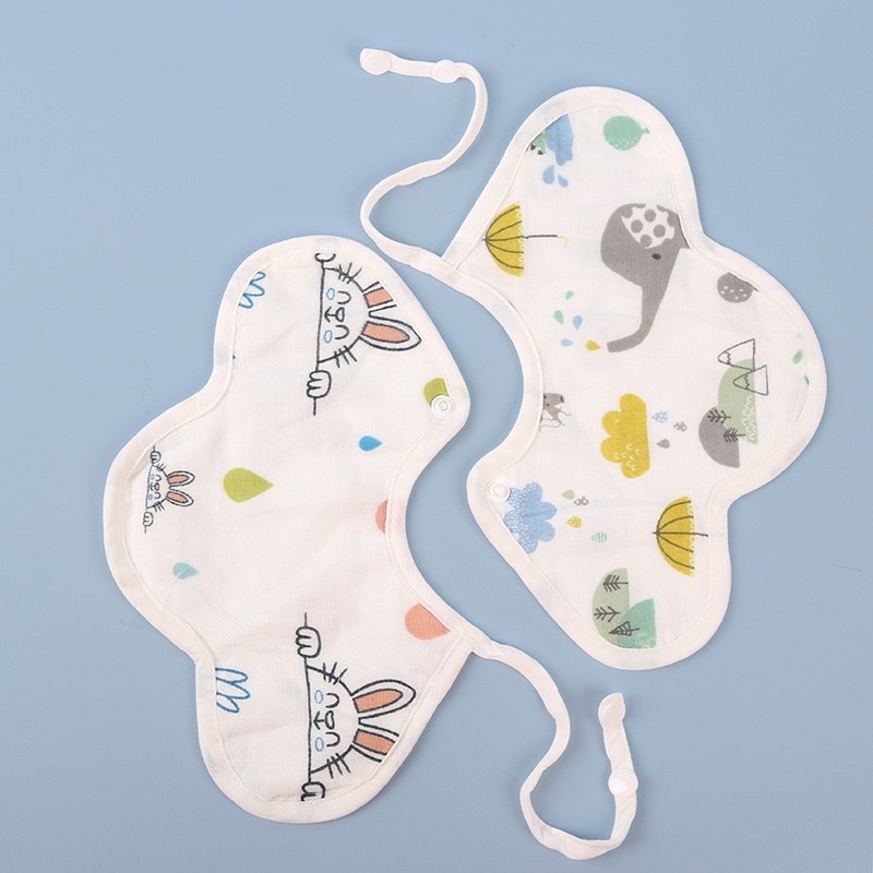 Yếm cotton xô cho bé thoáng khí, yếm chữ U sơ sinh mẫu mới bé đeo không nóng cổ